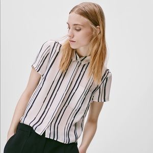 Babaton White Stripe Emory Silk Blouse
